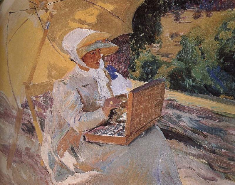 Maria Pardo sketching in, Joaquin Sorolla